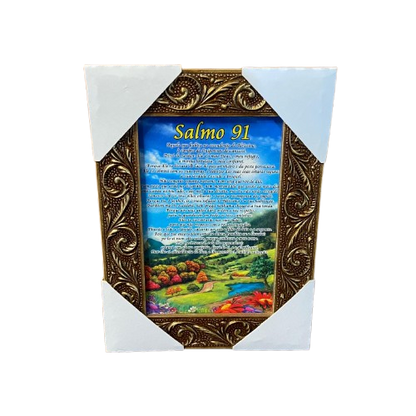 QUADRO COM MOLDURA RESINADO SALMO 91 - MOD1 20,5X15,5 (1 UNIDADE)