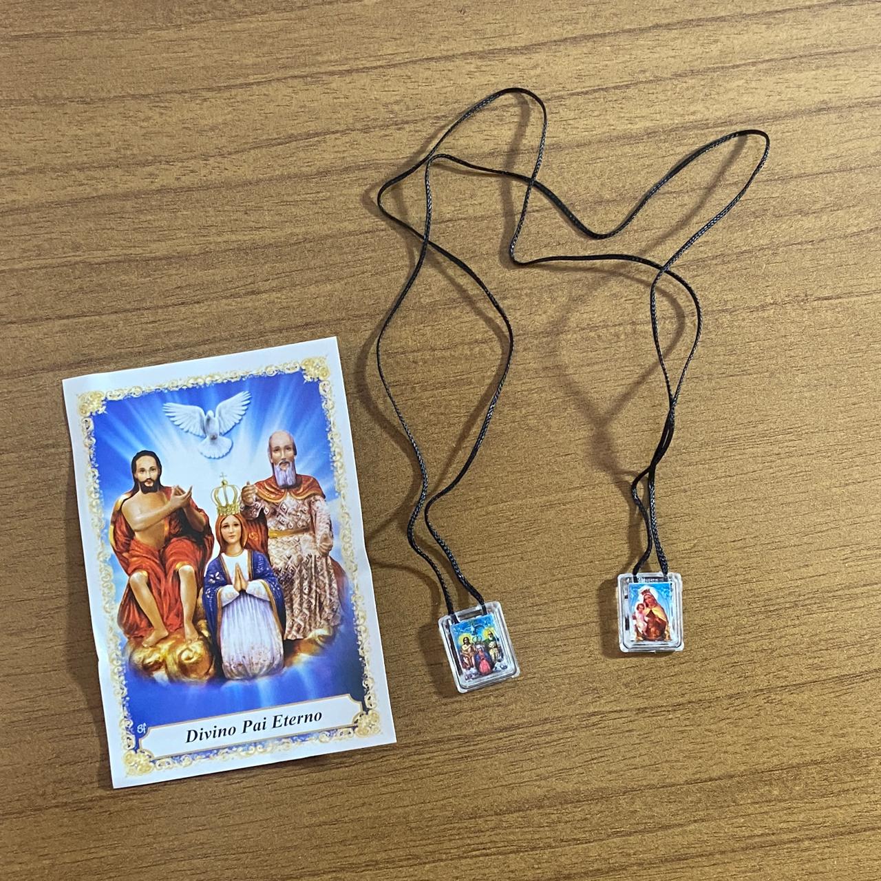 ESCAPULÁRIO CORDINHA NOSSA SENHORA DO CARMO E DIVINO PAI ETERNO (12 UNIDADES)