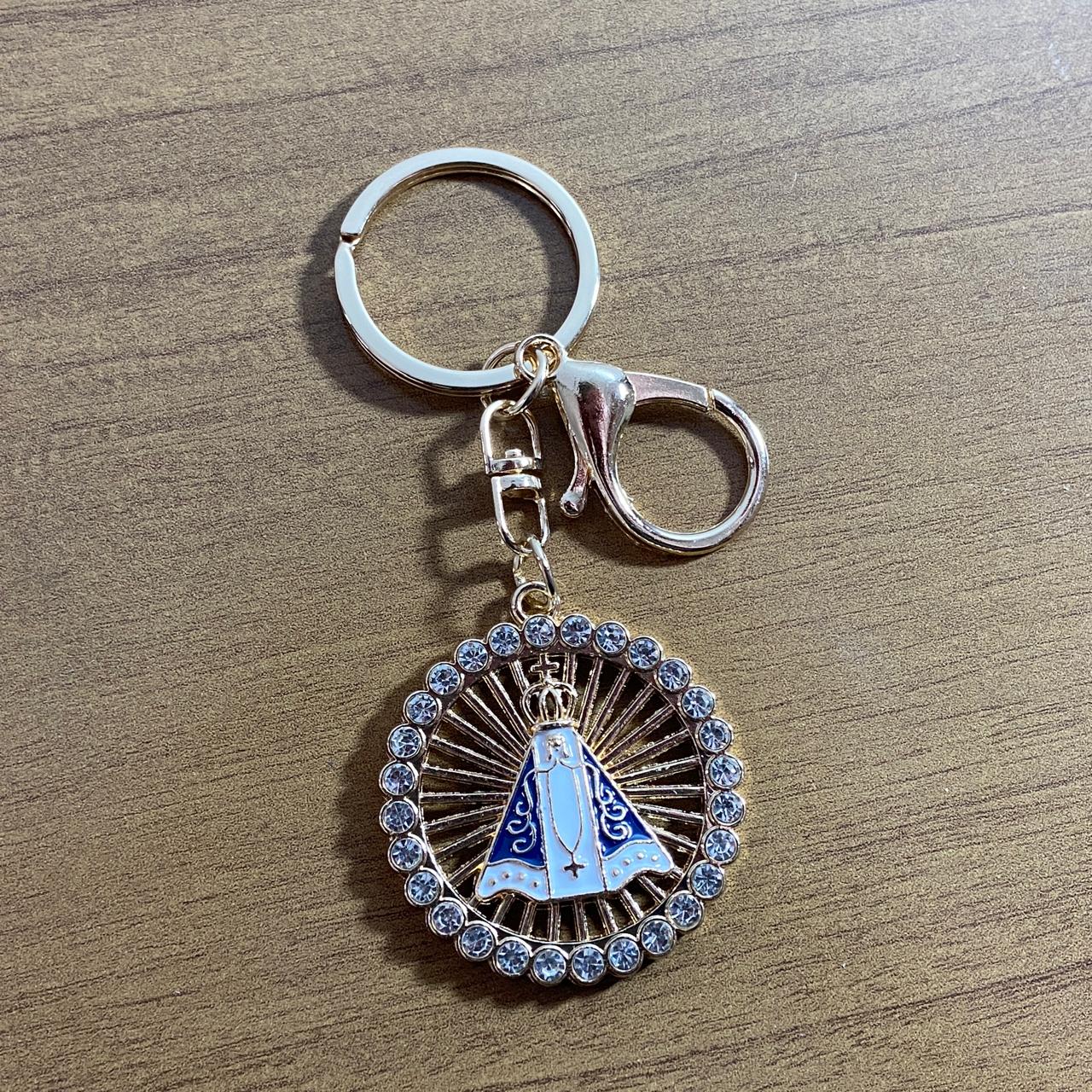 CHAVEIRO LUXO NOSSA SENHORA APARECIDA COM STRASS MOD7 (6 UNIDADES)