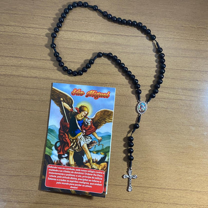 TERÇO PÉROLA PRETA SÃO MIGUEL ARCANJO 8MM (1 UNIDADE)