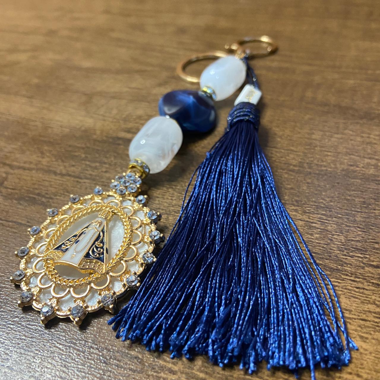 CHAVEIRO DE PEDRARIAS NOSSA SENHORA APARECIDA COM STRASS MOD3 (1 UNIDADE)