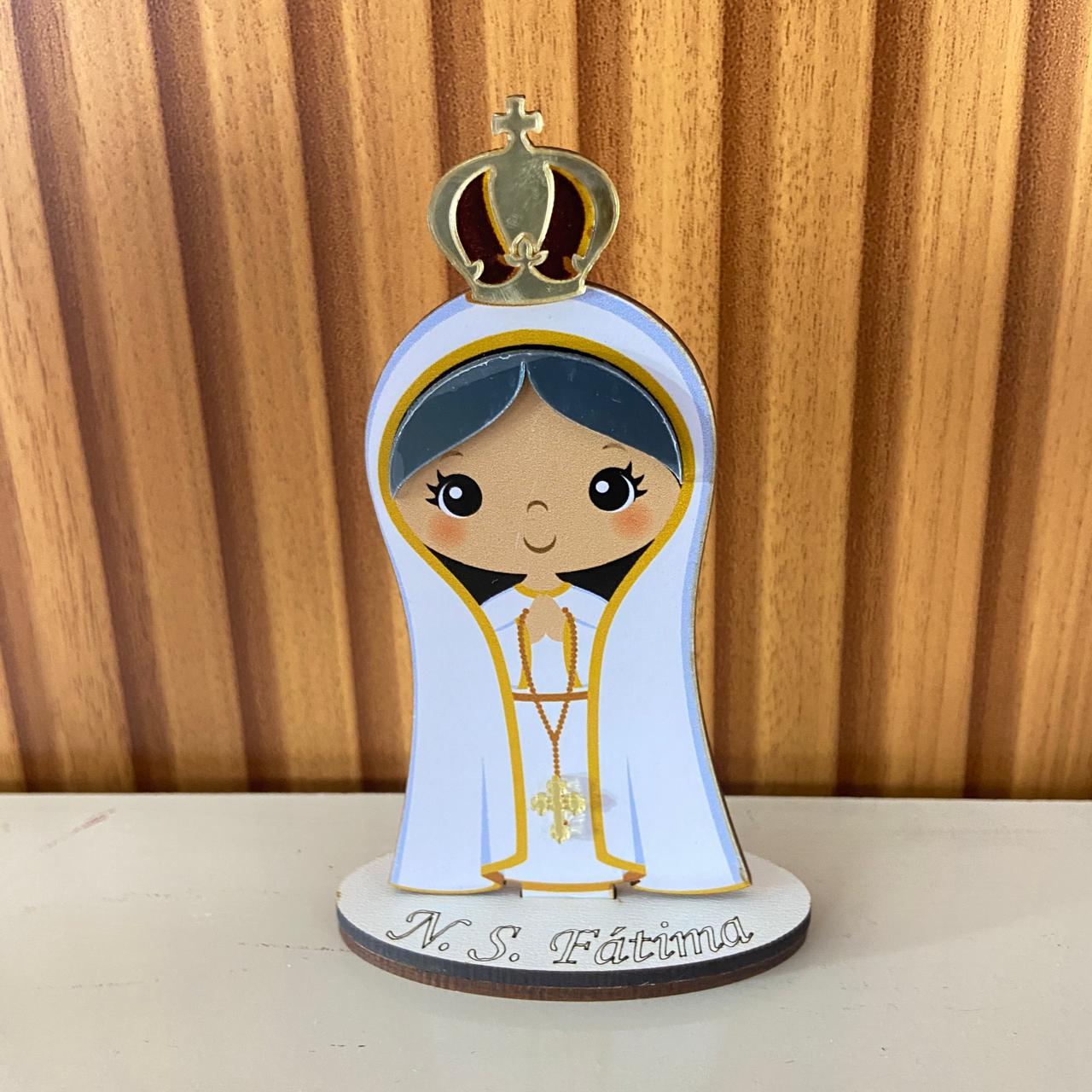 IMAGEM MDF INFANTIL COM ACRÍLICO NOSSA SENHORA DE FÁTIMA 12CM (1 UNIDADE)