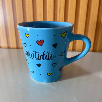 XÍCARA AZUL MOD1 GRATIDÃO 120ML (1 UNIDADE)