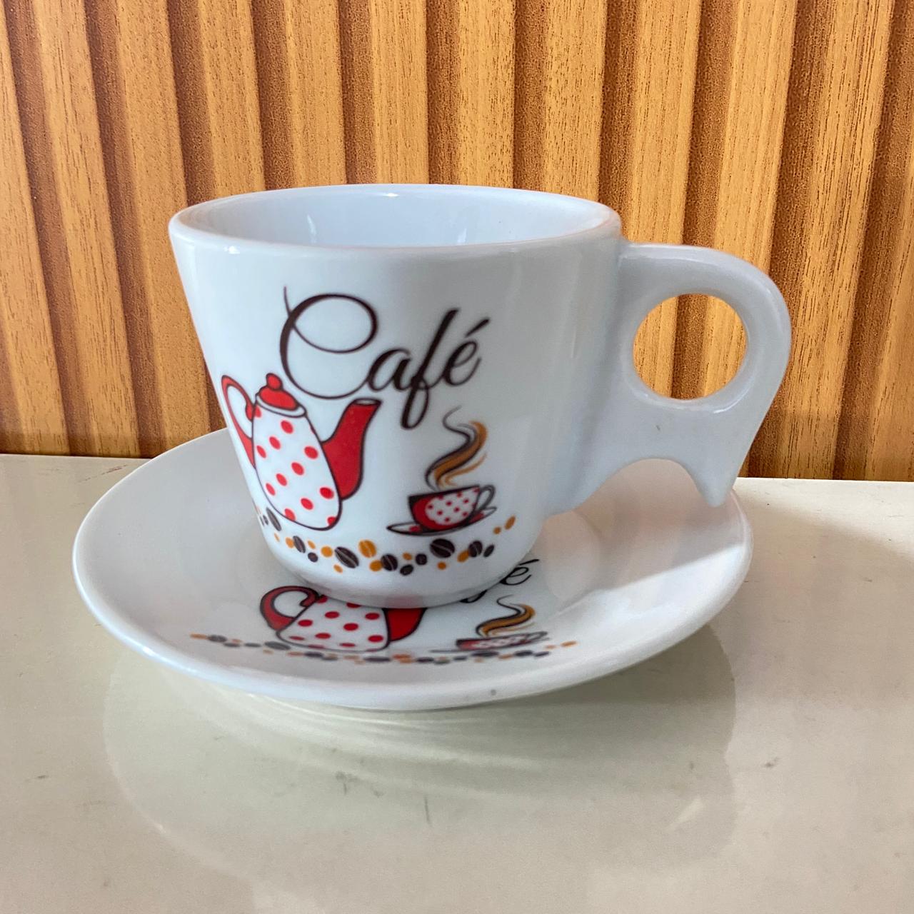XÍCARA COM PIRES CAFÉ 200ML (1 UNIDADE)