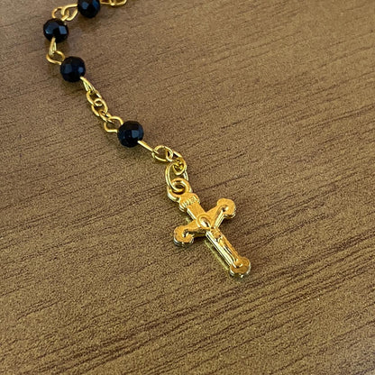 TERÇO CRISTAL NOSSA SENHORA APARECIDA CORES SORTIDAS MOD3 4MM  ( 6 UNIDADES)