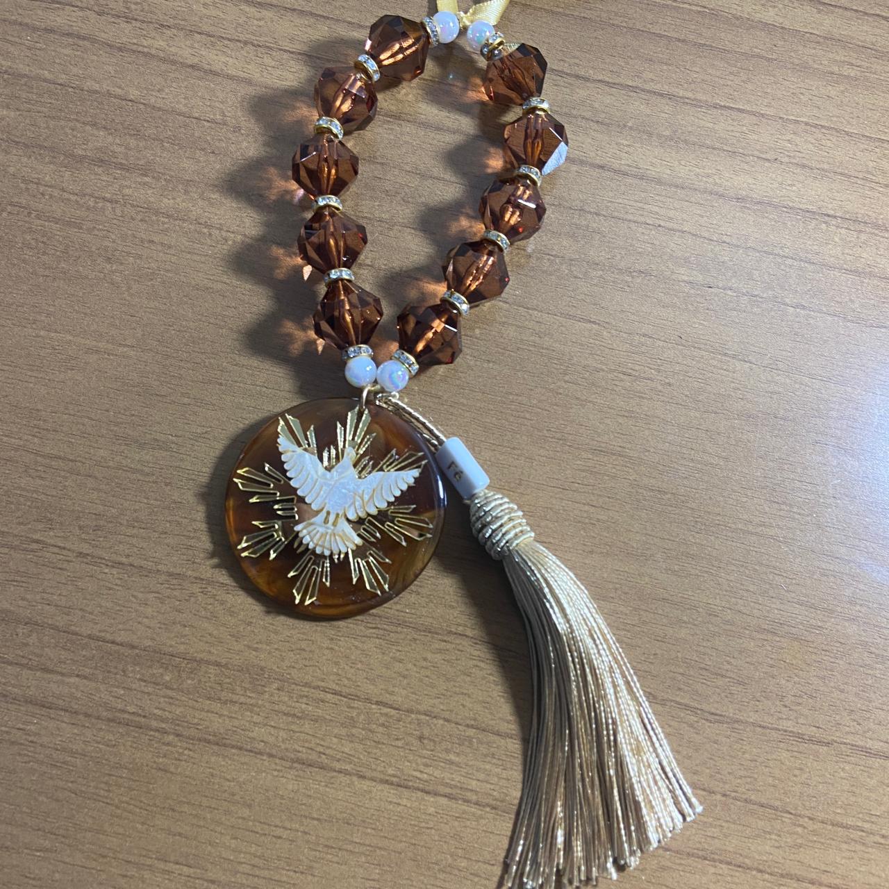 DEZENA CRISTAL DIVINO ESPÍRITO SANTO RESINADO 15MM  (1 UNIDADE)