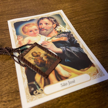 ESCAPULÁRIO DE PANO SAGRADO CORAÇÃO DE JESUS E SÃO JOSÉ P (6 UNIDADES)