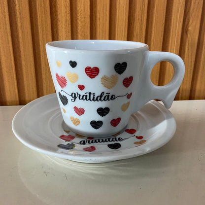 XÍCARA COM PIRES GRATIDÃO 200ML  (1 UNIDADE)