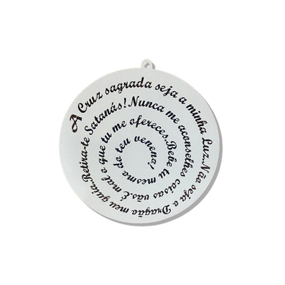 MANDALA MDF BRANCA ORAÇÃO DE SÃO BENTO 30CM (1 UNIDADE)