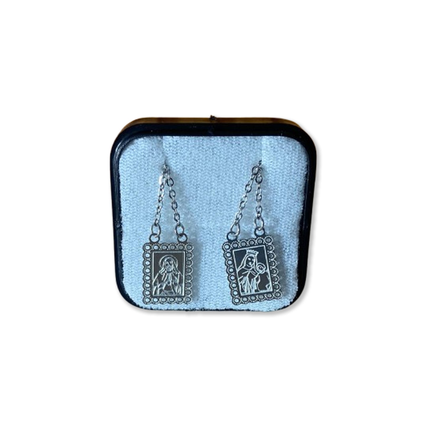 ESCAPULÁRIO INOX DETALHADO SAGRADO CORAÇÃO DE JESUS E NOSSA SENHORA DO CARMO MOD2 (6 UNIDADES)