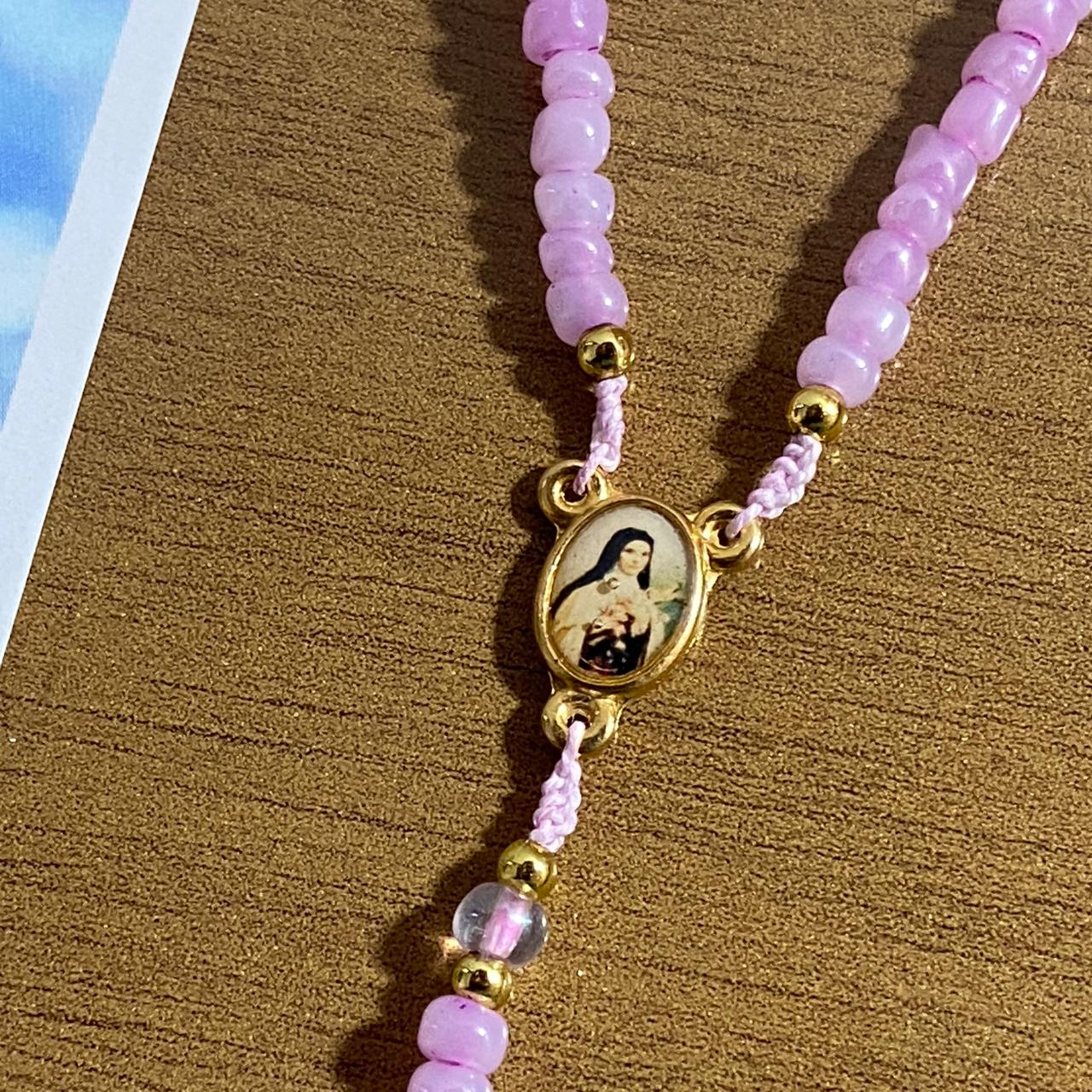 TERÇO MIÇANGA ROSA SANTA TERESINHA 4MM (1UNIDADE)