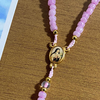 TERÇO MIÇANGA ROSA SANTA TERESINHA 4MM (1UNIDADE)