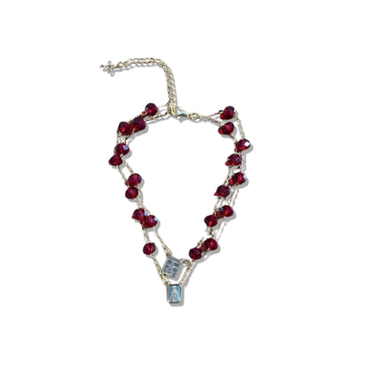 PULSEIRA ESCAPULARIO CRISTAL VERMELHO TRANSPARENTE (3 UNIDADES)