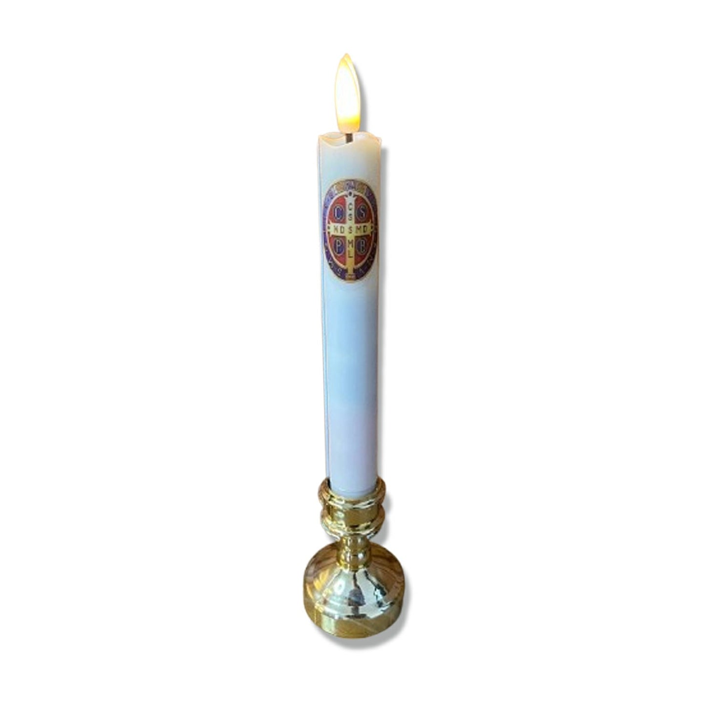 VELA ELETRÔNICA PALITO COM PEDESTAL MEDALHA SÃO BENTO 25CM (1 UNIDADE)