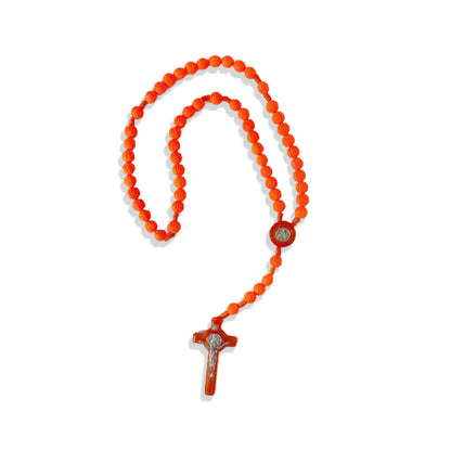 TERÇO CONTA DE ROSAS LARANJA 8MM (6 UNIDADES)