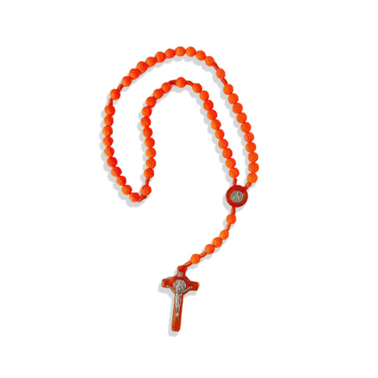 TERÇO CONTA DE ROSAS LARANJA 8MM (6 UNIDADES)