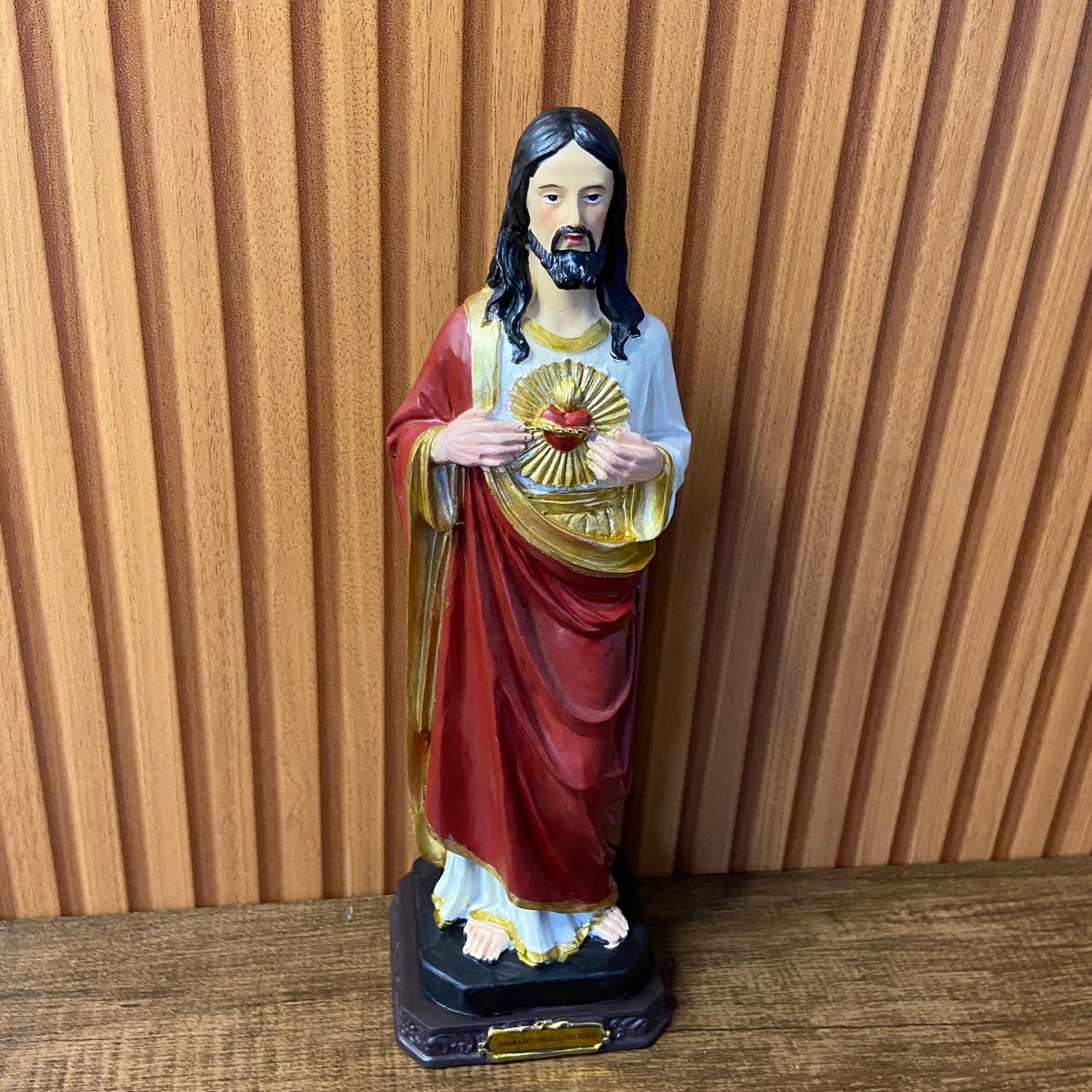 IMAGEM DE RESINA IMPORTADA SAGRADO CORAÇÃO DE JESUS 30CM (1 UNIDADE)