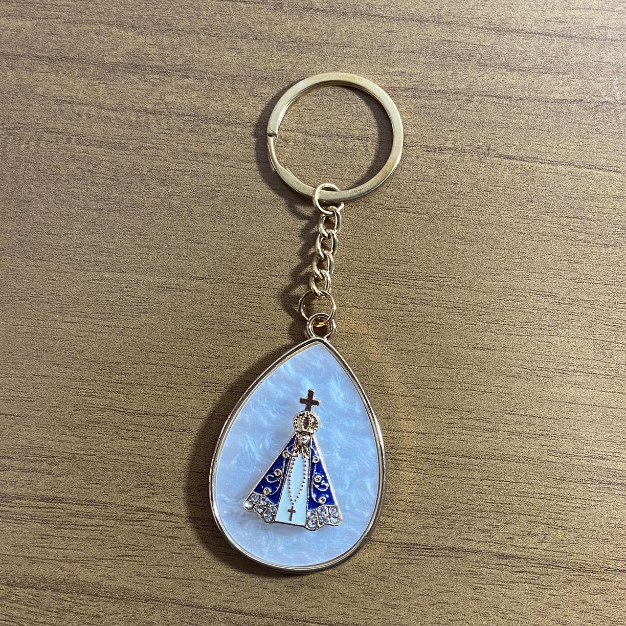 CHAVEIRO LUXO NOSSA SENHORA APARECIDA GOTA MADREPÉROLA (6 UNIDADES)