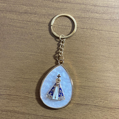 CHAVEIRO LUXO NOSSA SENHORA APARECIDA GOTA MADREPÉROLA (6 UNIDADES)