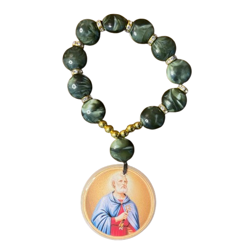 DEZENA PEDRARIAS MEDALHÃO DE RESINADO SÃO PEDRO  17MM - MOD2 (1 UNIDADE)