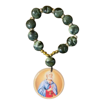 DEZENA PEDRARIAS MEDALHÃO DE RESINADO SÃO PEDRO  17MM - MOD2 (1 UNIDADE)