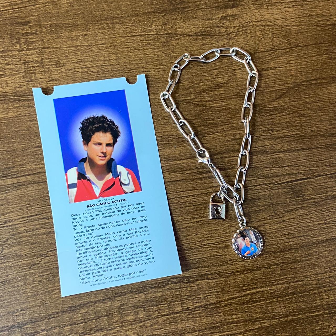 PULSEIRA CADEADO SÃO CARLO ACUTIS NA CARTELA (3 UNIDADES)