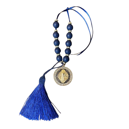 DEZENA PÉROLA AZUL MEDALHA SÃO BENTO 15MM (1 UNIDADE)