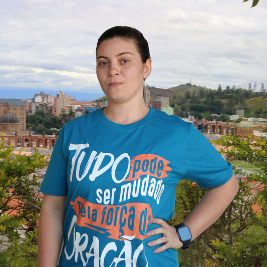 CAMISETA AZUL TUDO PODE SER MUDADO TAMANHO M (1 UNIDADE)