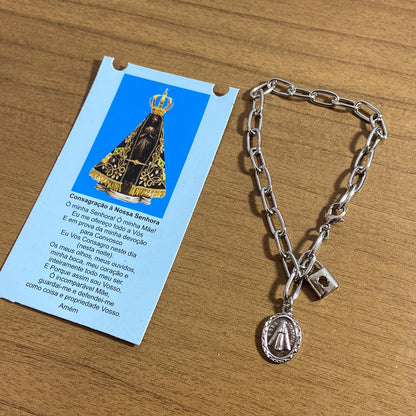 PULSEIRA CADEADO NOSSA SENHORA APARECIDA NA CARTELA (3 UNIDADES)