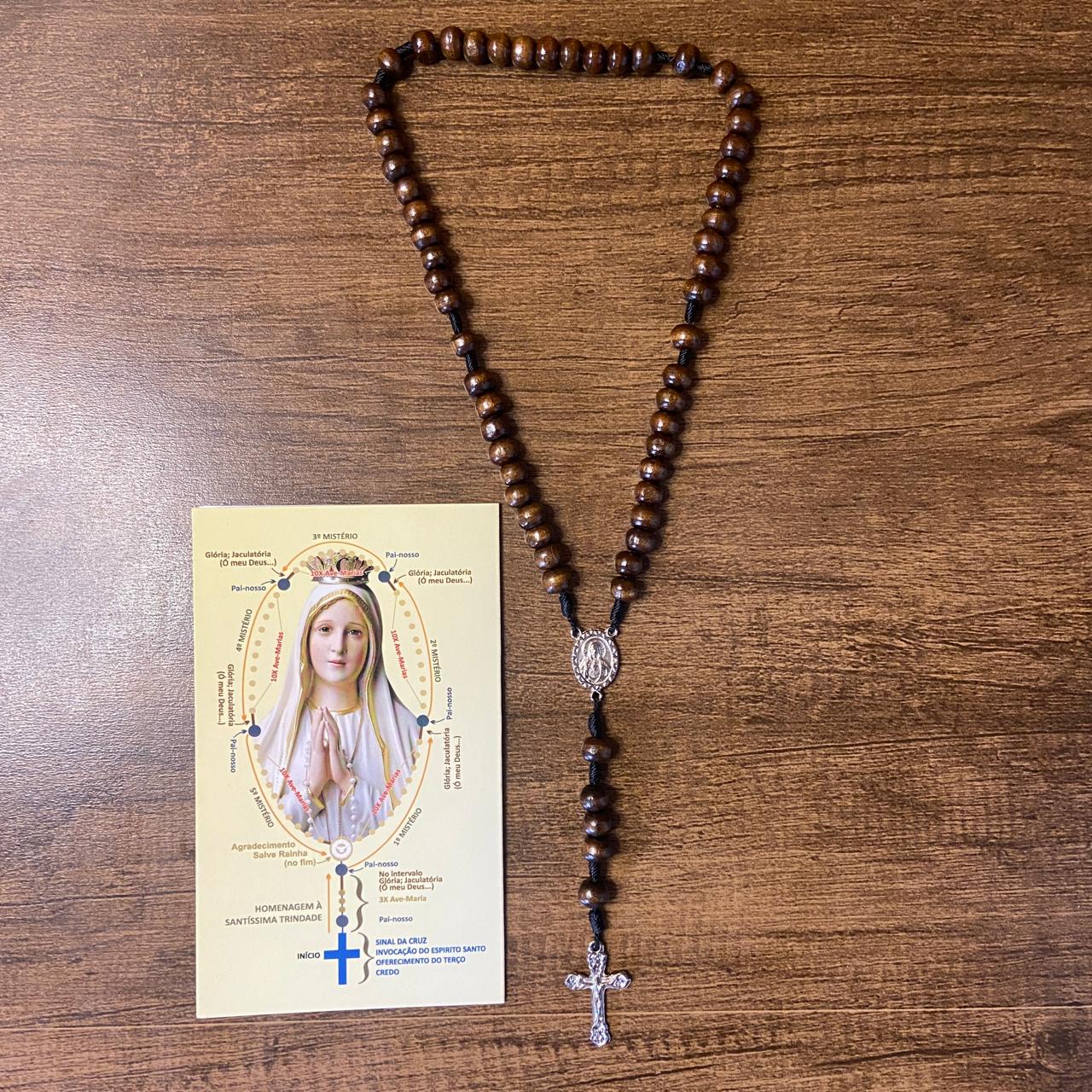 TERÇO DE MADEIRA NOSSA SENHORA DE FÁTIMA 8MM (1 UNIDADE)