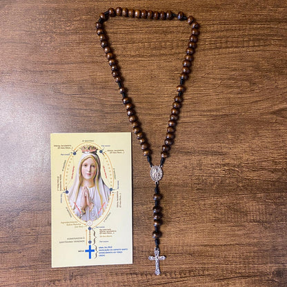TERÇO DE MADEIRA NOSSA SENHORA DE FÁTIMA 8MM (1 UNIDADE)