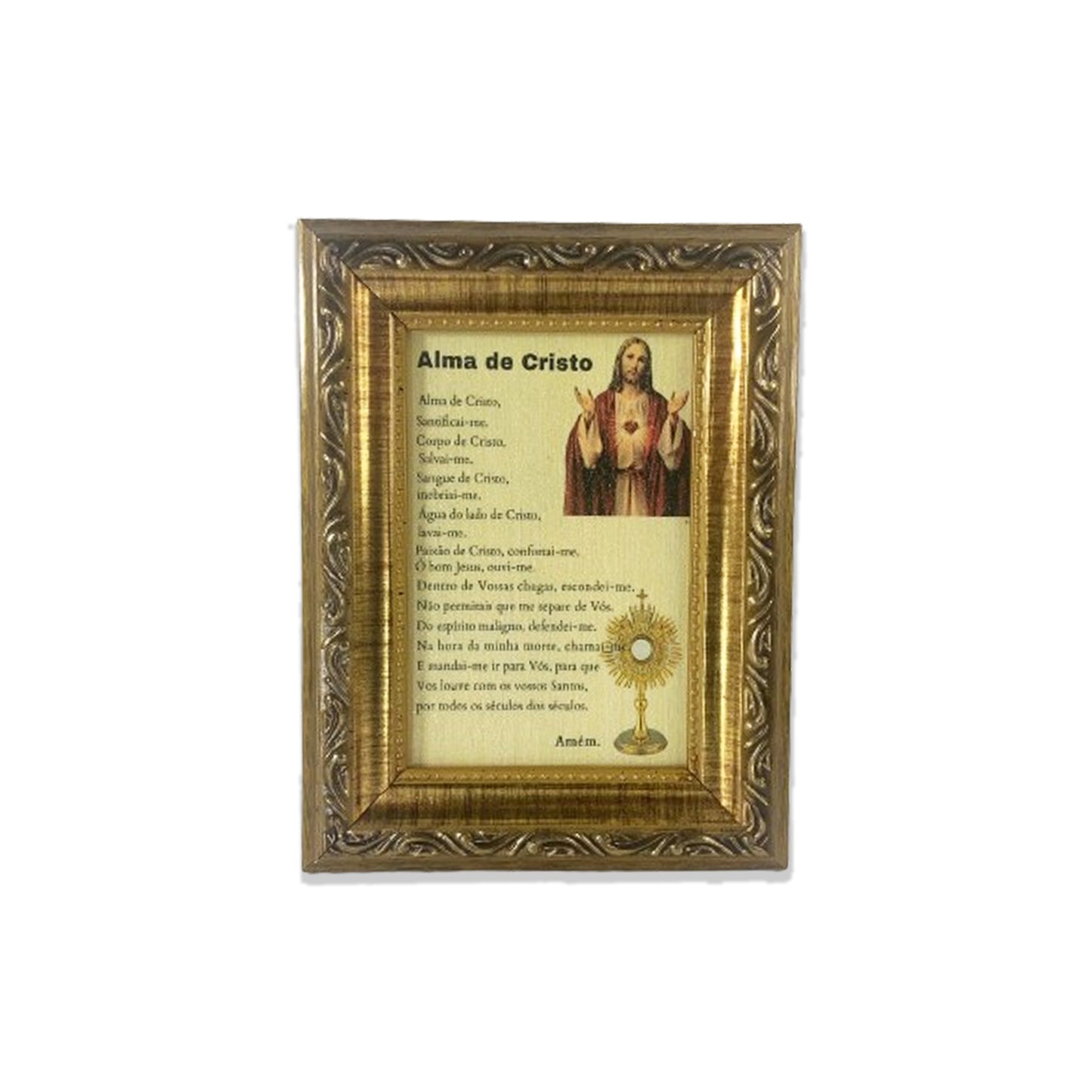 QUADRO COM MOLDURA RESINADO ORAÇÃO ALMA DE CRISTO  20,5X15,5 (1 UNIDADE)