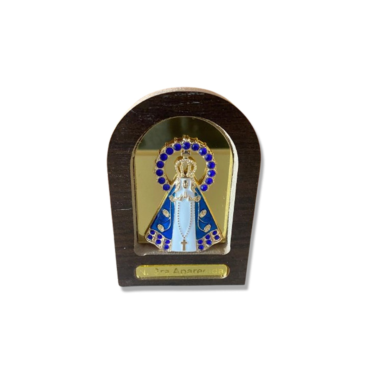 ADORNO DE MESA MDF TABACO NOSSA SENHORA APARECIDA ESPELHADO 9,8CM (1 UNIDADE)