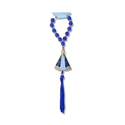 DEZENA PARA CARRO NOSSA SENHORA APARECIDA AMORA AZUL MOD1 10MM (3 UNIDADES)