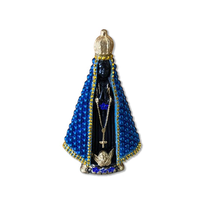 IMAGEM DE GESSO NOSSA SENHORA APARECIDA PÉROLA AZUL 14CM (1 UNIDADE)