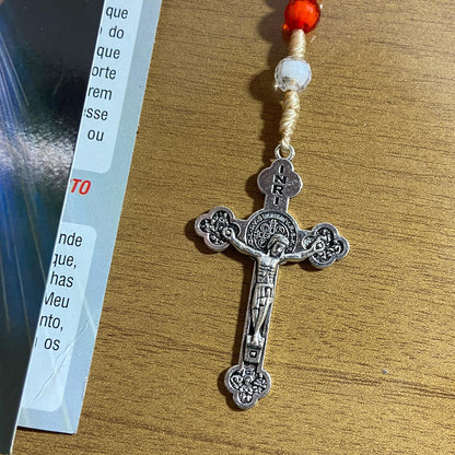 TERÇO ACRÍLICO VERMELHO COM FECHO DA MISERICÓRDIA 08MM (1 UNIDADE)