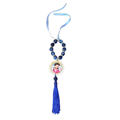 DEZENA PÉROLA AZUL SÃO CARLO ACUTIS RESINADO 14MM (1 UNIDADE)