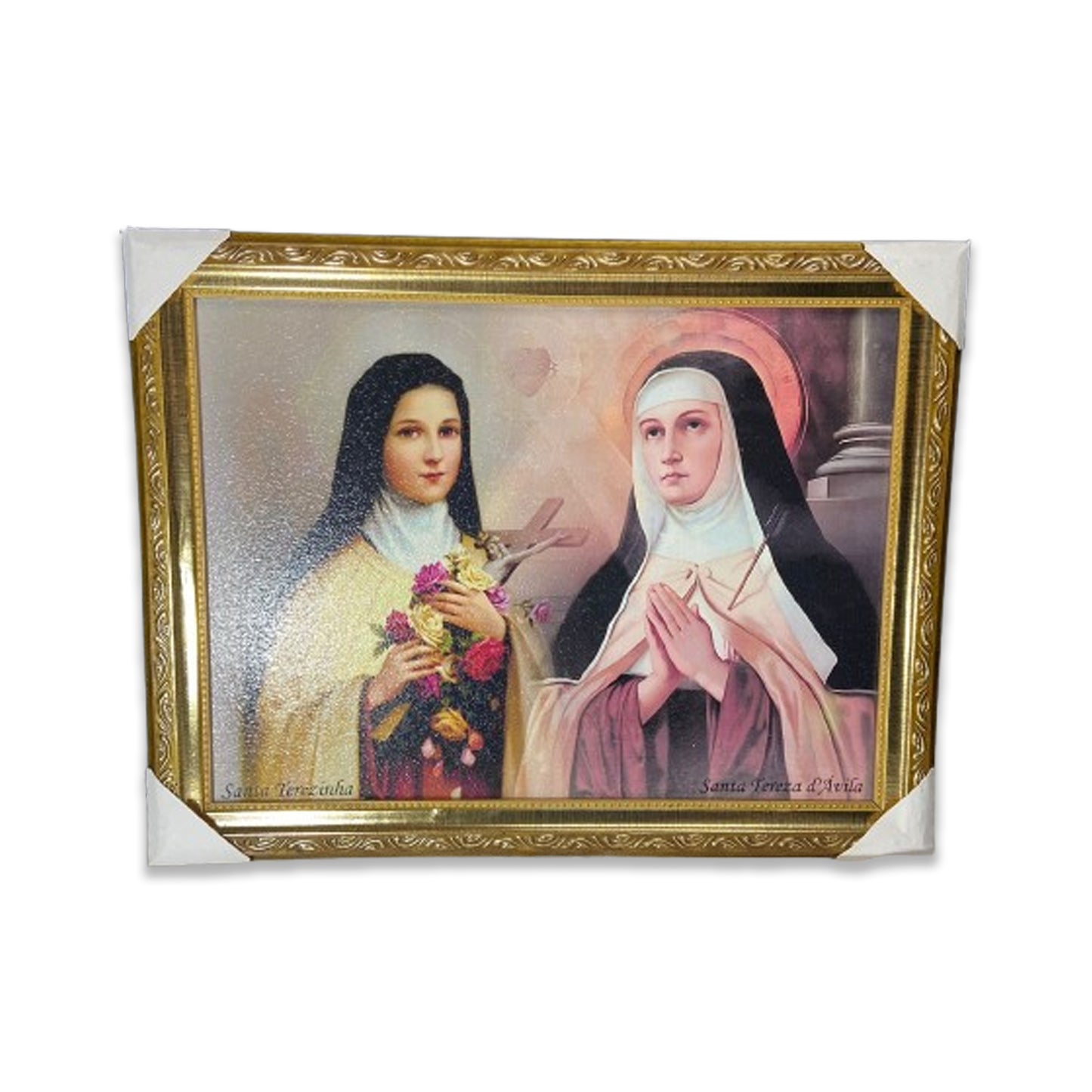 QUADRO COM MOLDURA RESINADO SANTA TERESINHA E SANTA TERESA D`ÁVILA 35CMX44CM (1 UNIDADE)