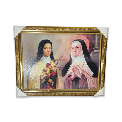 QUADRO COM MOLDURA RESINADO SANTA TERESINHA E SANTA TERESA D`ÁVILA 35CMX44CM (1 UNIDADE)