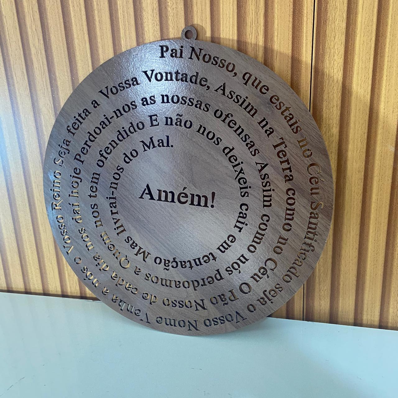 MANDALA MDF TABACO ORAÇÃO DO PAI NOSSO 30CM (1 UNIDADE)