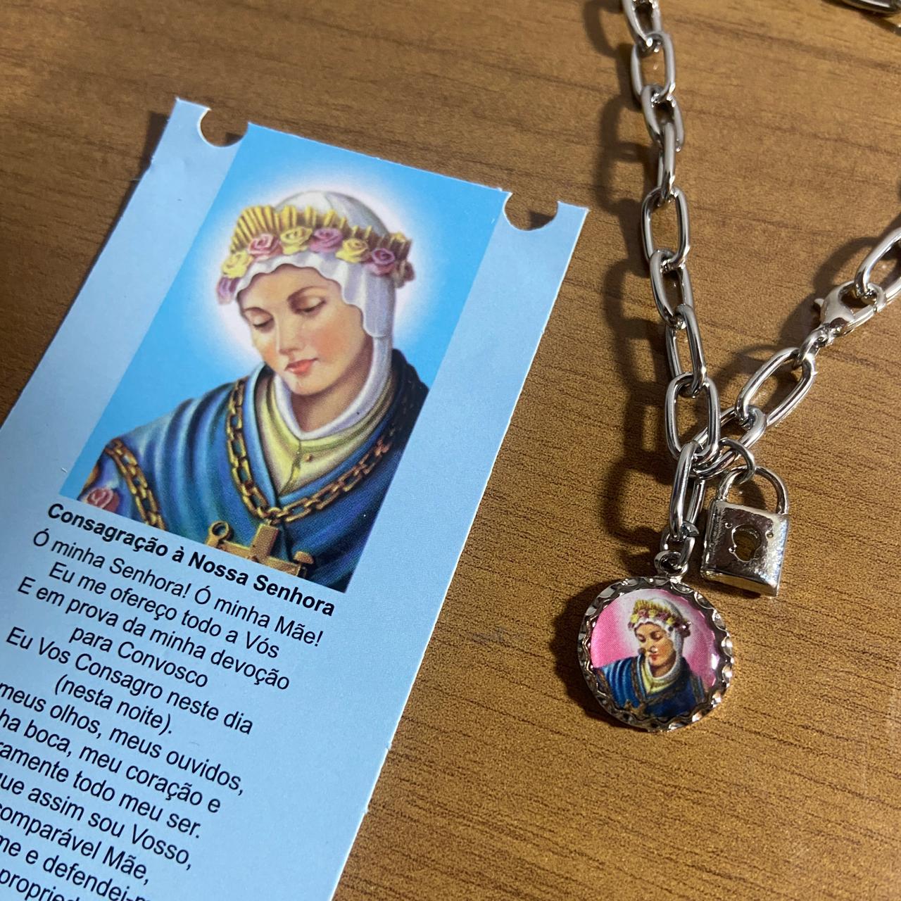 PULSEIRA CADEADO NOSSA SENHORA DE SALETTE NA CARTELA (3 UNIDADES)