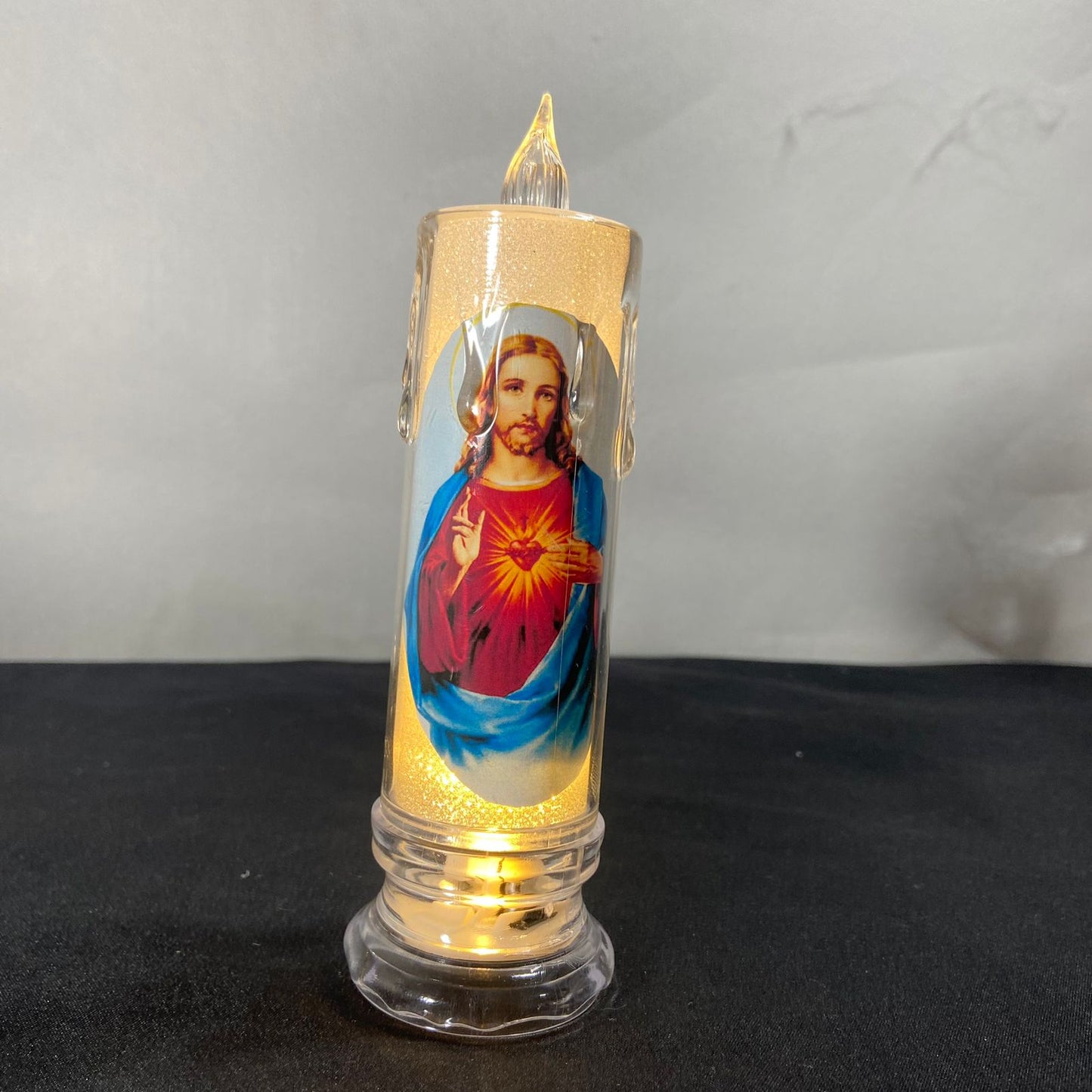 VELA ELETRÔNICA TRANSPARENTE SAGRADO CORAÇÃO DE JESUS 15CM (1 UNIDADE)