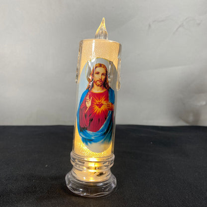 VELA ELETRÔNICA TRANSPARENTE SAGRADO CORAÇÃO DE JESUS 15CM (1 UNIDADE)