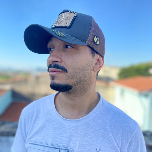 BONÉ MEDALHA SÃO BENTO VERDE E MARROM BORDADO  (1 UNIDADES)