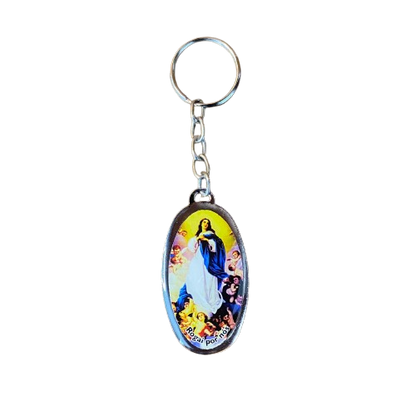CHAVEIRO METAL OVAL RESINADO NOSSA SENHORA DA IMACULADA CONCEIÇÃO  (6 UNIDADES)