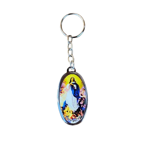 CHAVEIRO METAL OVAL RESINADO NOSSA SENHORA DA IMACULADA CONCEIÇÃO  (6 UNIDADES)