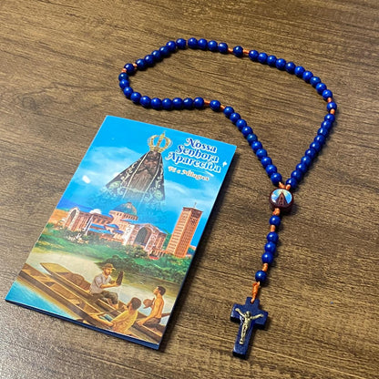 TERÇO DE MADEIRA AZUL NOSSA SENHORA APARECIDA 06MM (3 UNIDADES)