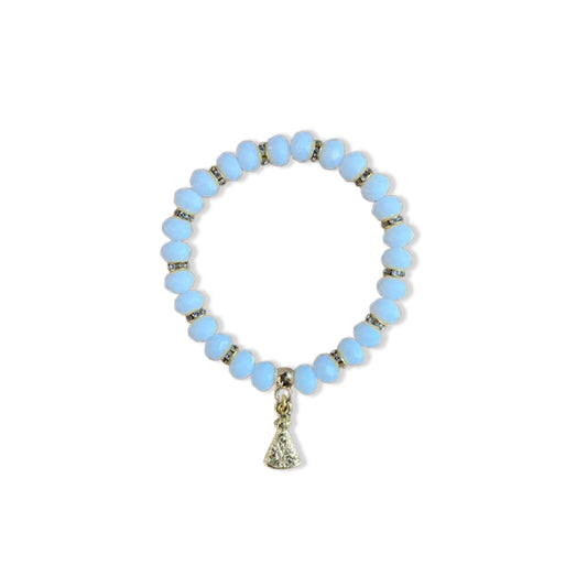 PULSEIRA CRISTAL BRANCA NOSSA SENHORA APARECIDA  (06 UNIDADES)