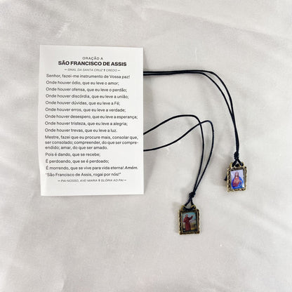 ESCAPULÁRIO DE COURO SÃO FRANCISCO DE ASSIS (12 UNIDADES)