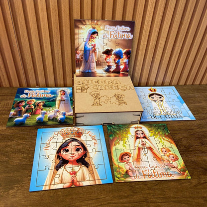 KIT QUEBRA CABEÇA INFANTIL MDF NOSSA SENHORA DE FÁTIMA (5 UNIDADE)